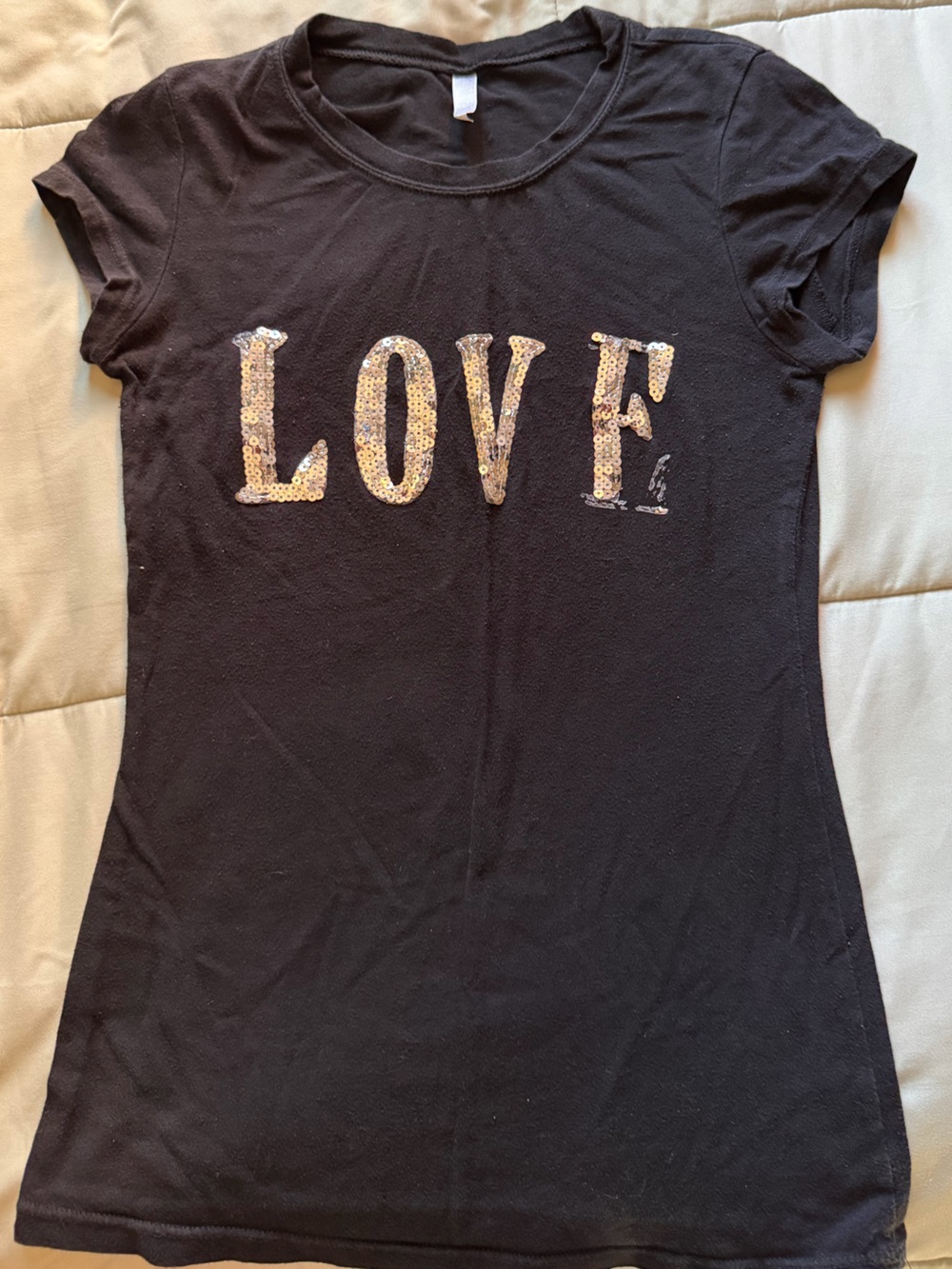 Ejel Black Sequin 'LOVE' Graphic Tee